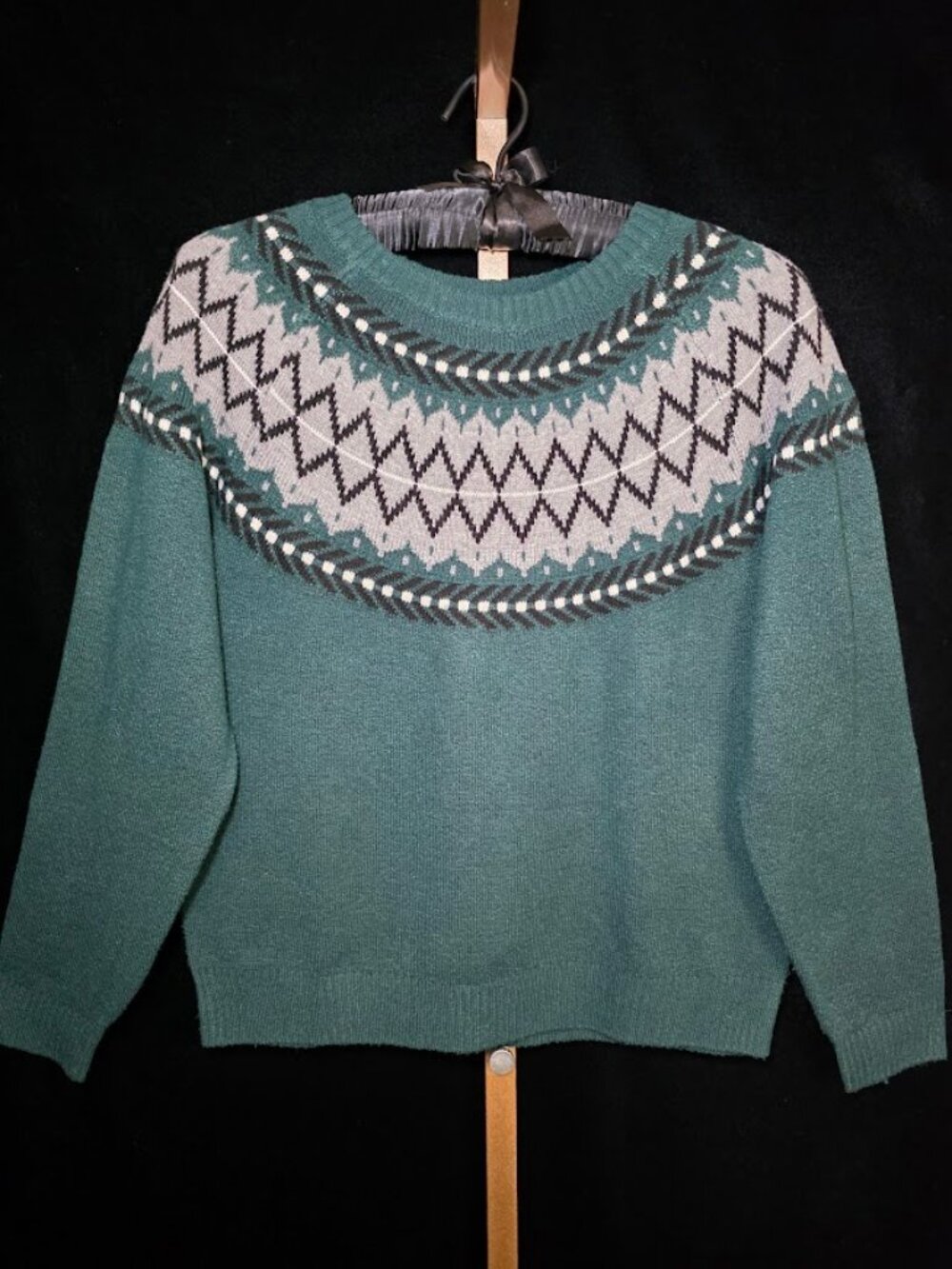 Weatherproof Vintage Women's Fair Isle Sweater in Green M